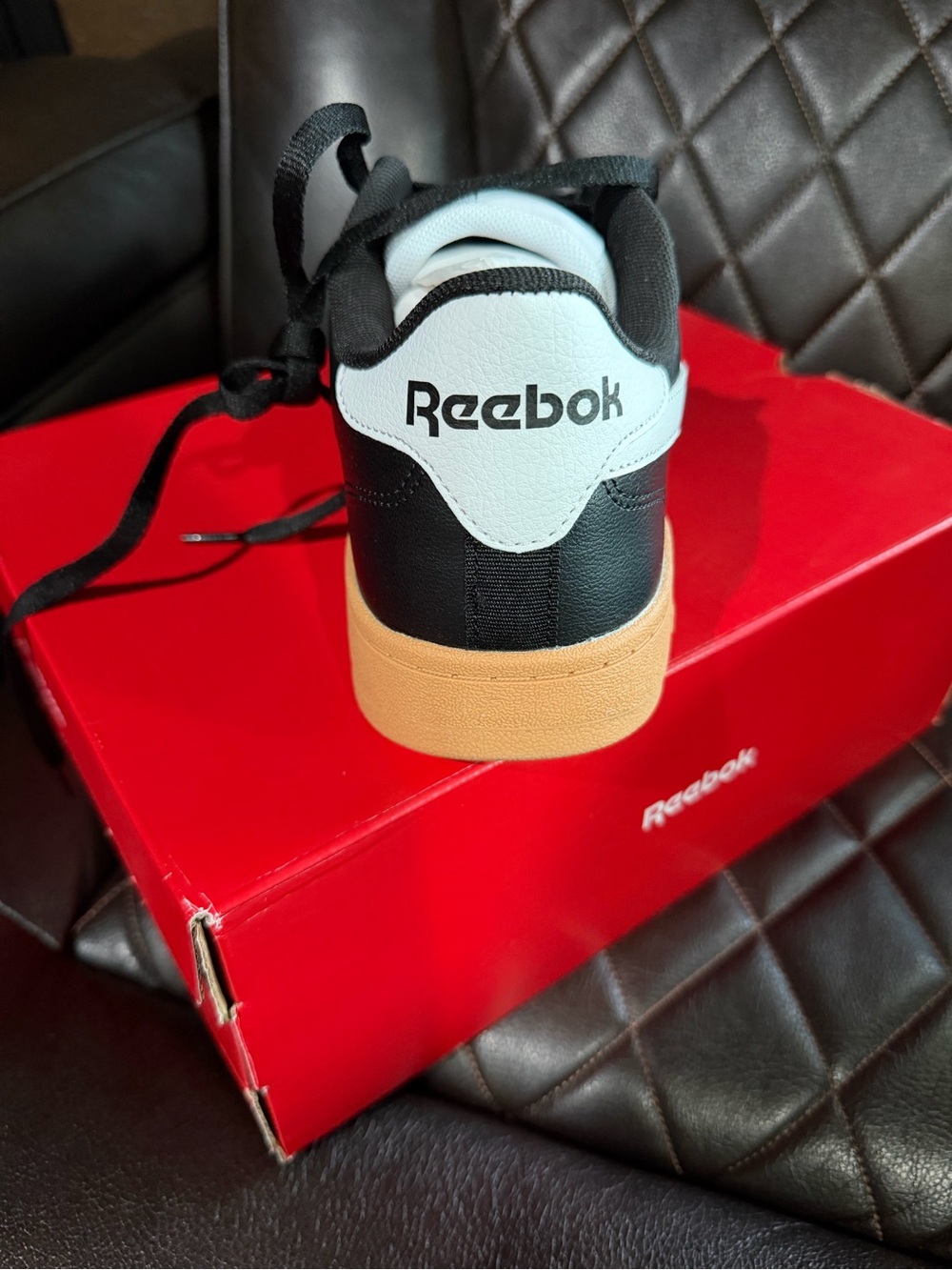 Reebok Men’s Black & White Low-Top Sneaker with Gum Sole